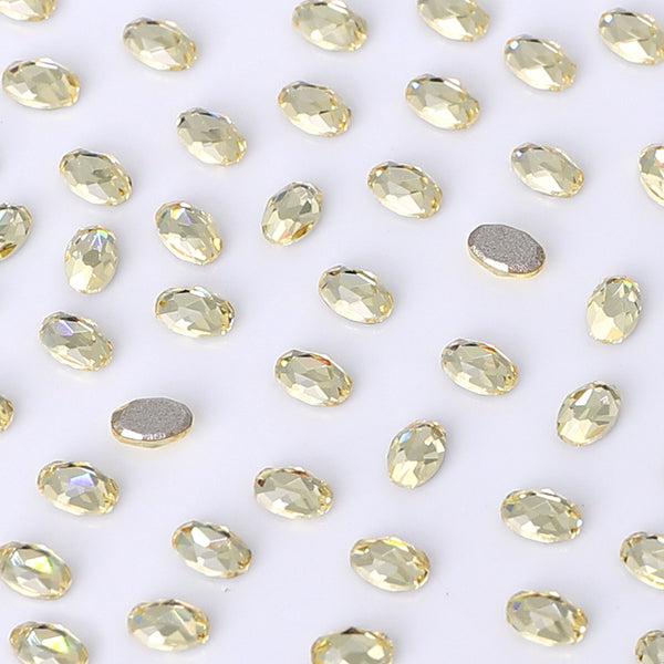 Oval Shape Multi Colors Small Size Glass Beveled Flat Back Fancy Rhinestones For Nail Art WholesaleRhinestone