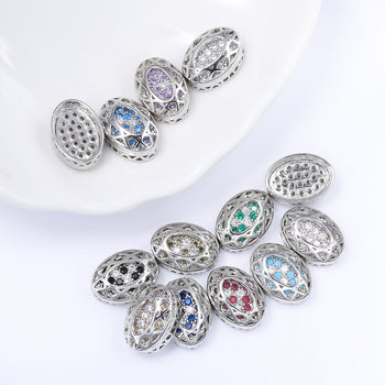 Mixed Colors Oval Shape Imitation Rhodium Plated High-Quality Sew-on Alloy Charms Inlaid Cubic Zirconia WholesaleRhinestone