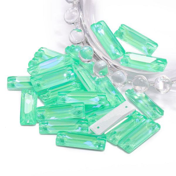 Electric Neon Greenwrap Cosmic Baguette Shape High Quality Glass Sew-on Rhinestones WholesaleRhinestone