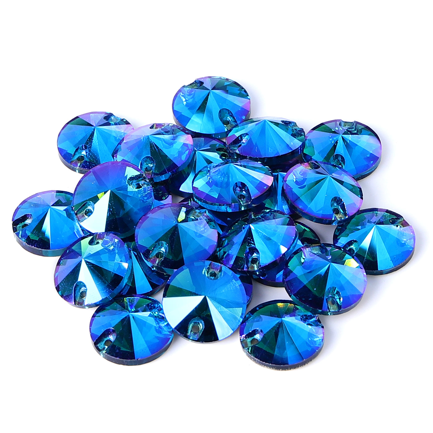 Indicolite Shimmer Rivoli Shape High Quality Glass Sew-on Rhinestones Secondary image
