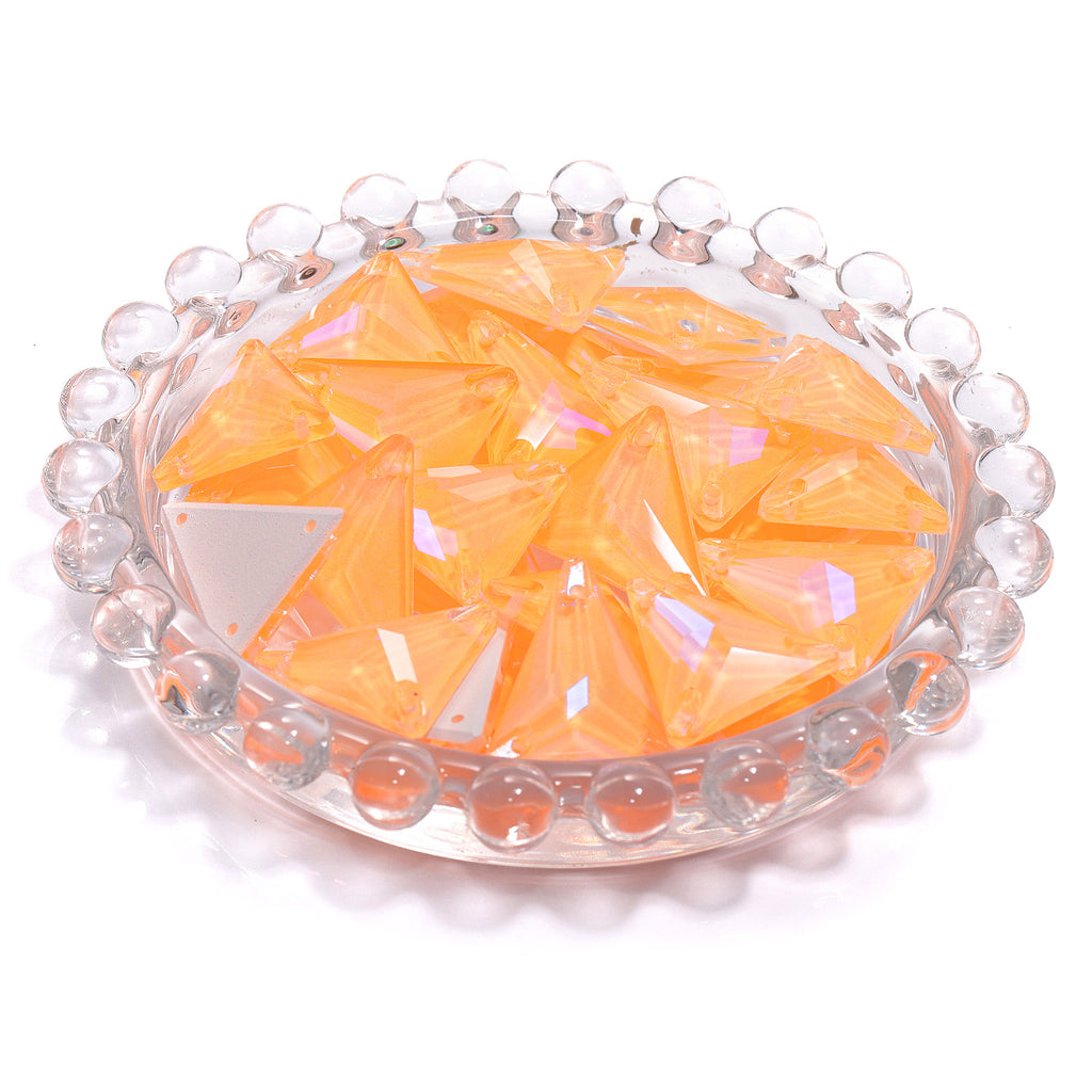 Electric Neon Sunflower Slim Triangle Shape High Quality Glass Sew-on Rhinestones WholesaleRhinestone