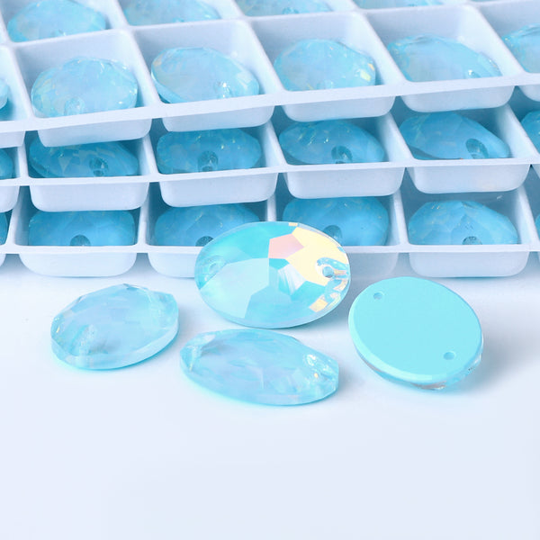 Aquamarine AM Oval Shape High Quality Glass Sew-on Rhinestones WholesaleRhinestone