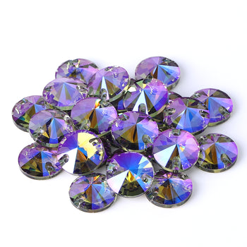 Black Diamond Shimmer Rivoli Shape High Quality Glass Sew-on Rhinestones WholesaleRhinestone