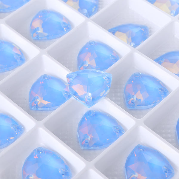 Light Sapphire AM Trilliant Shape High Quality Glass Sew-on Rhinestones WholesaleRhinestone