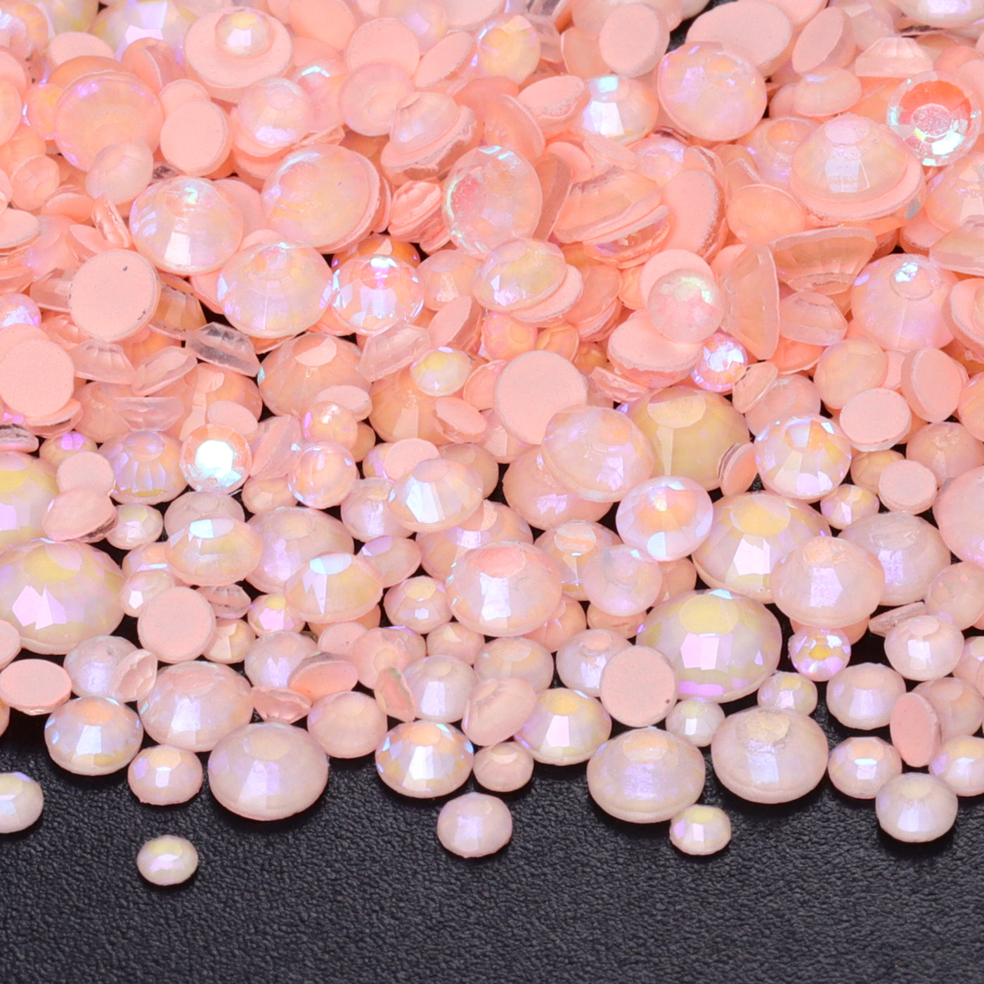 Mixed Sizes Neon Peach Pink AB Glass Flat Back Rhinestones For Nail Art WholesaleRhinestone