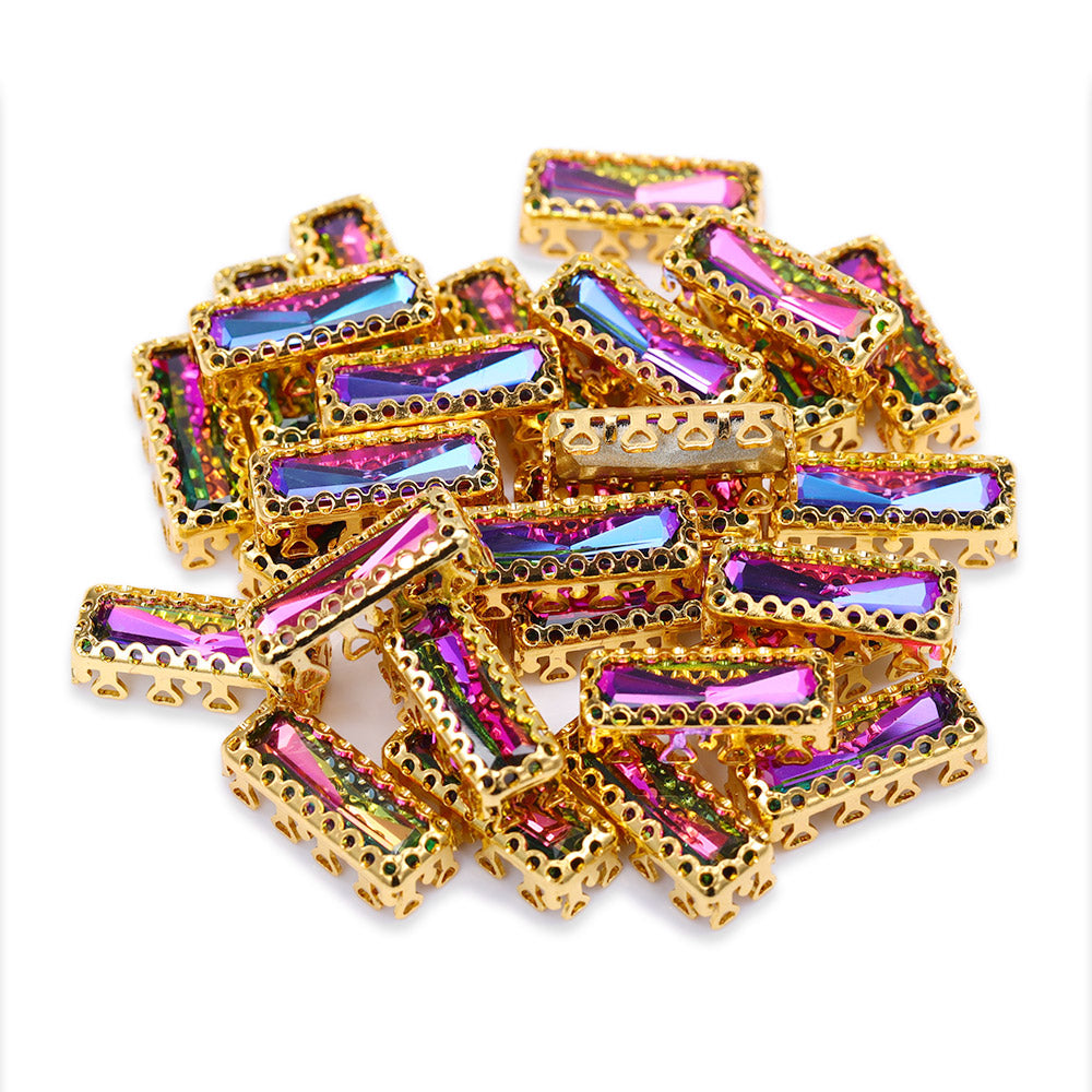 Volcano Princess Baguette Shape High-Quality Glass Sew-on Nest Hollow Claw Rhinestones