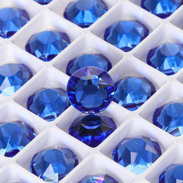 Light Sapphire XIRIUS Round Shape High Quality Glass Beveled Flat Back Rhinestones WholesaleRhinestone