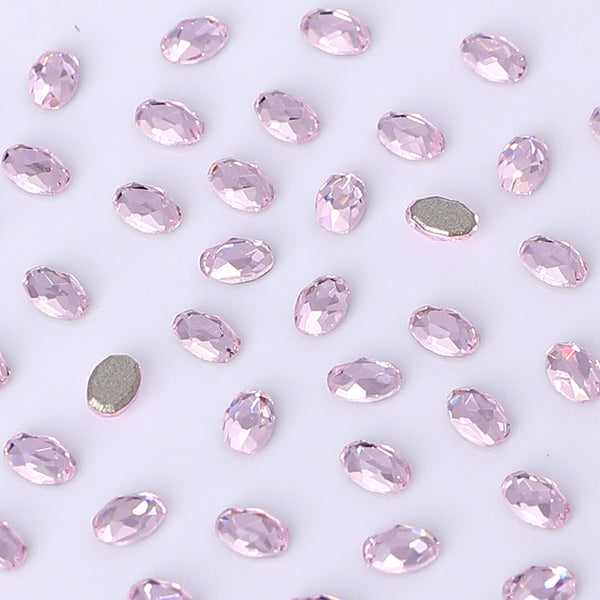 Oval Shape Multi Colors Small Size Glass Beveled Flat Back Fancy Rhinestones For Nail Art WholesaleRhinestone