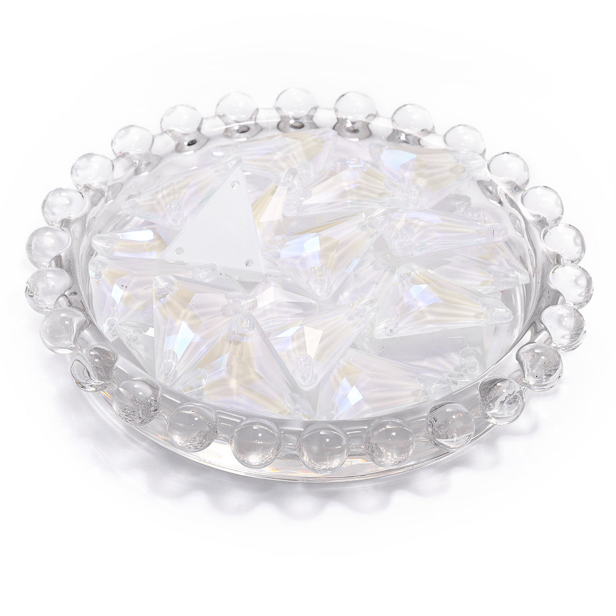 Electric Neon White Slim Triangle Shape High Quality Glass Sew-on Rhinestones WholesaleRhinestone