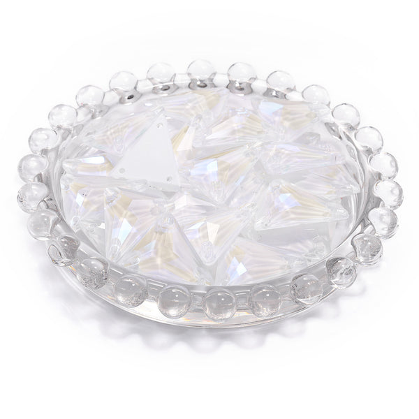 Electric Neon White Slim Triangle Shape High Quality Glass Sew-on Rhinestones WholesaleRhinestone