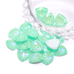Electric Neon Greenwrap Trilliant Shape High Quality Glass Sew-on Rhinestones