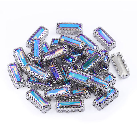 Ghost Light Princess Baguette Shape High-Quality Glass Sew-on Nest Hollow Claw Rhinestones