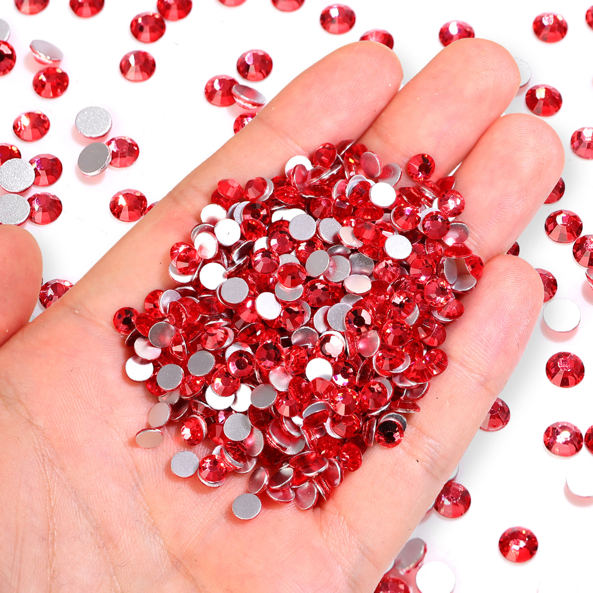 Lotus Mist Red Glass FlatBack Rhinestones Silver Back WholesaleRhinestone
