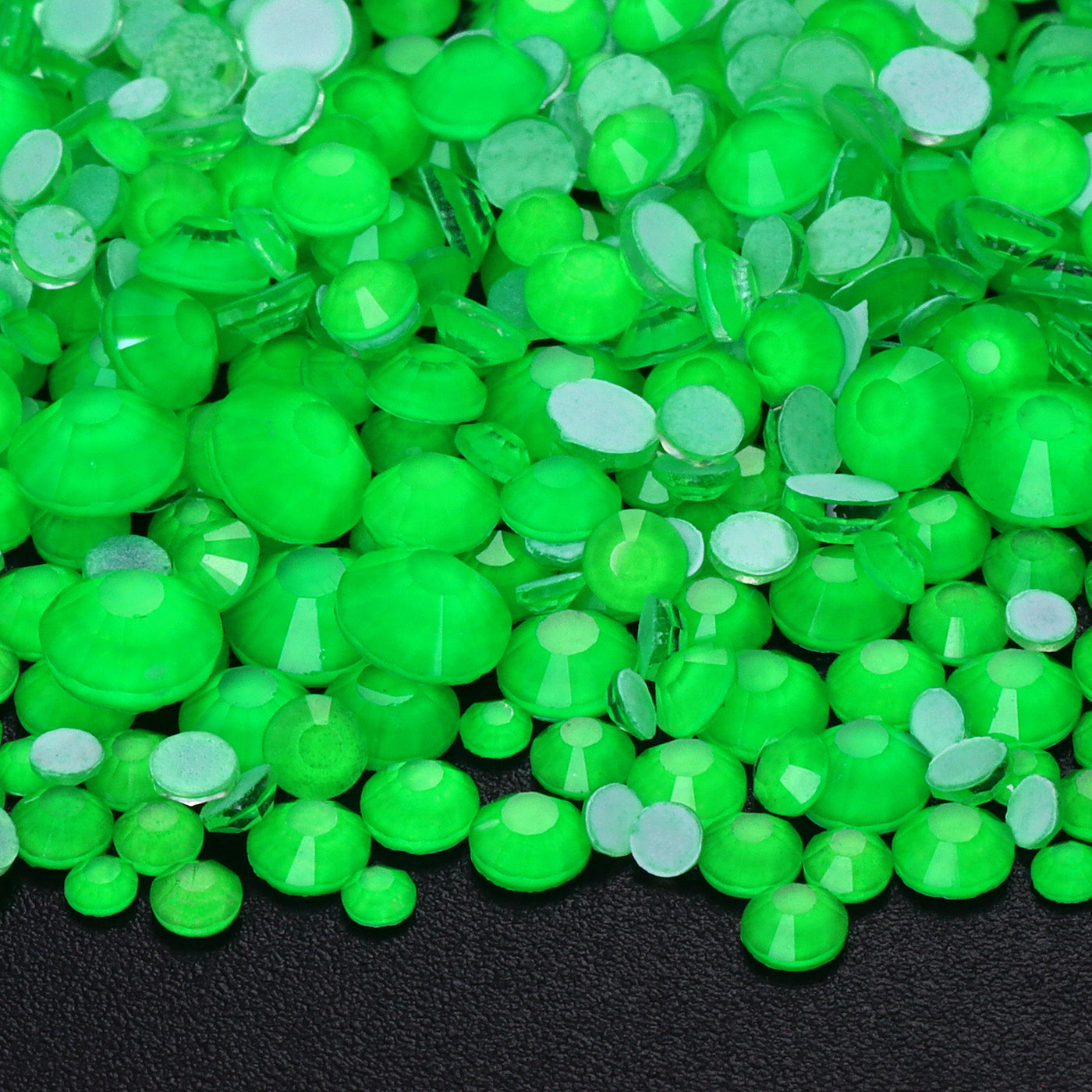Mixed Sizes Green Glass FlatBack Neon Rhinestones For Nail Art WholesaleRhinestone