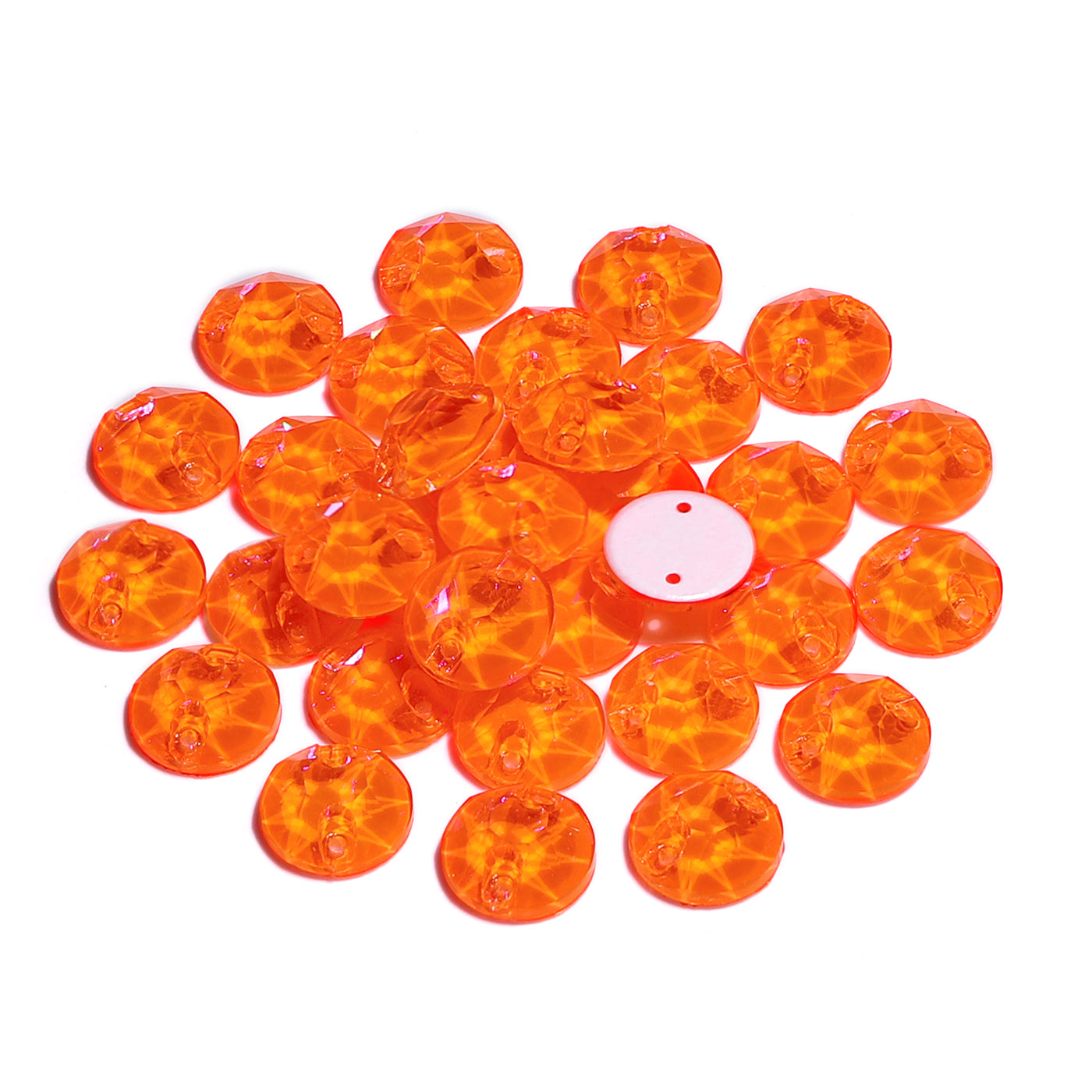 Electric Neon Orange Yellow XIRIUS Round Shape High Quality Glass Sew-on Rhinestones