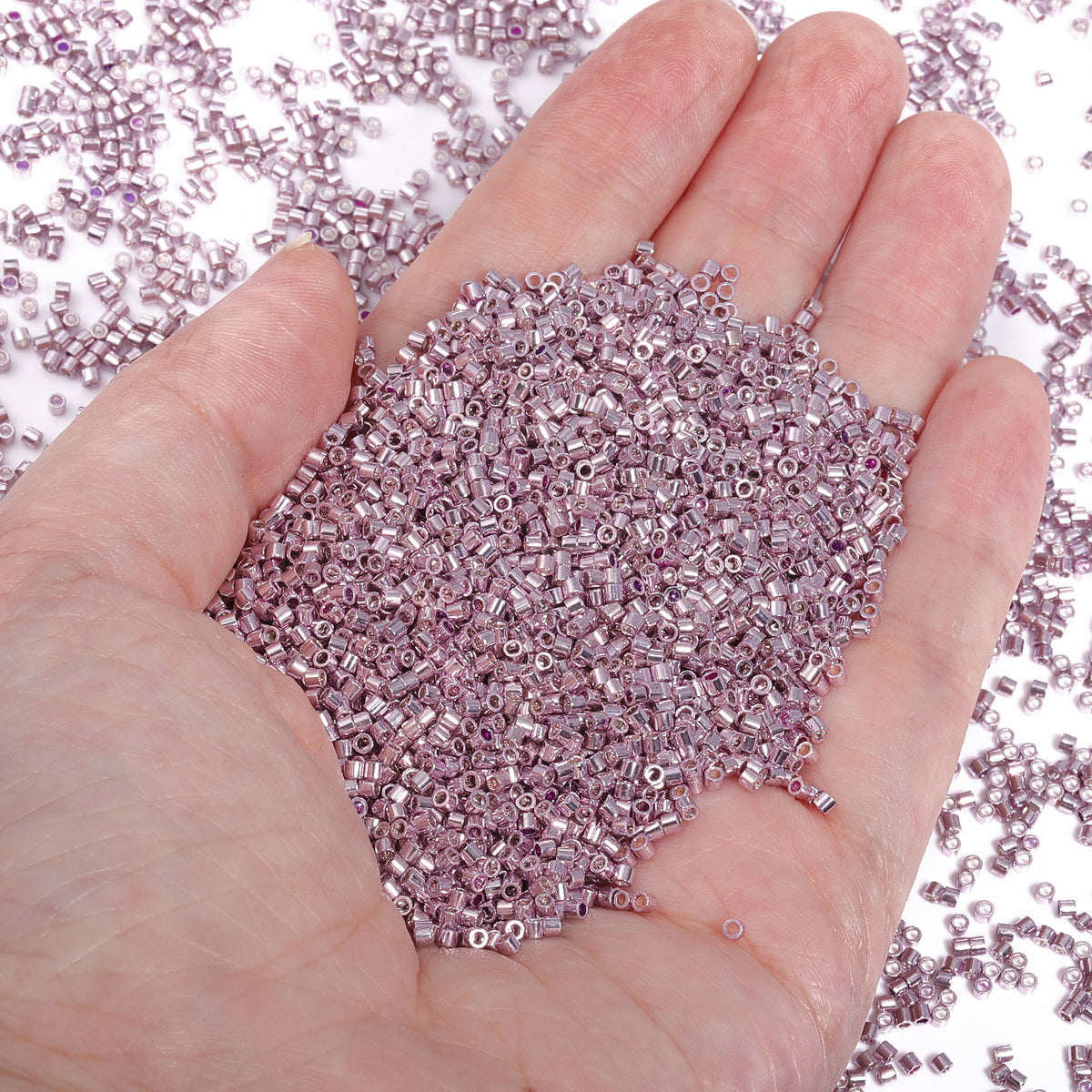 Metallic Light Pink Luster Color Hight Quality Glass Cylinder Seed Beads 1.6 MM Size JS3012 WholesaleRhinestone