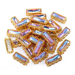 Vitrail Light Princess Baguette Shape High-Quality Glass Sew-on Nest Hollow Claw Rhinestones