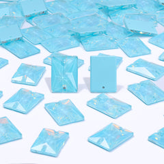 Aquamarine AM Rectangle Shape High Quality Glass Sew-on Rhinestones WholesaleRhinestone