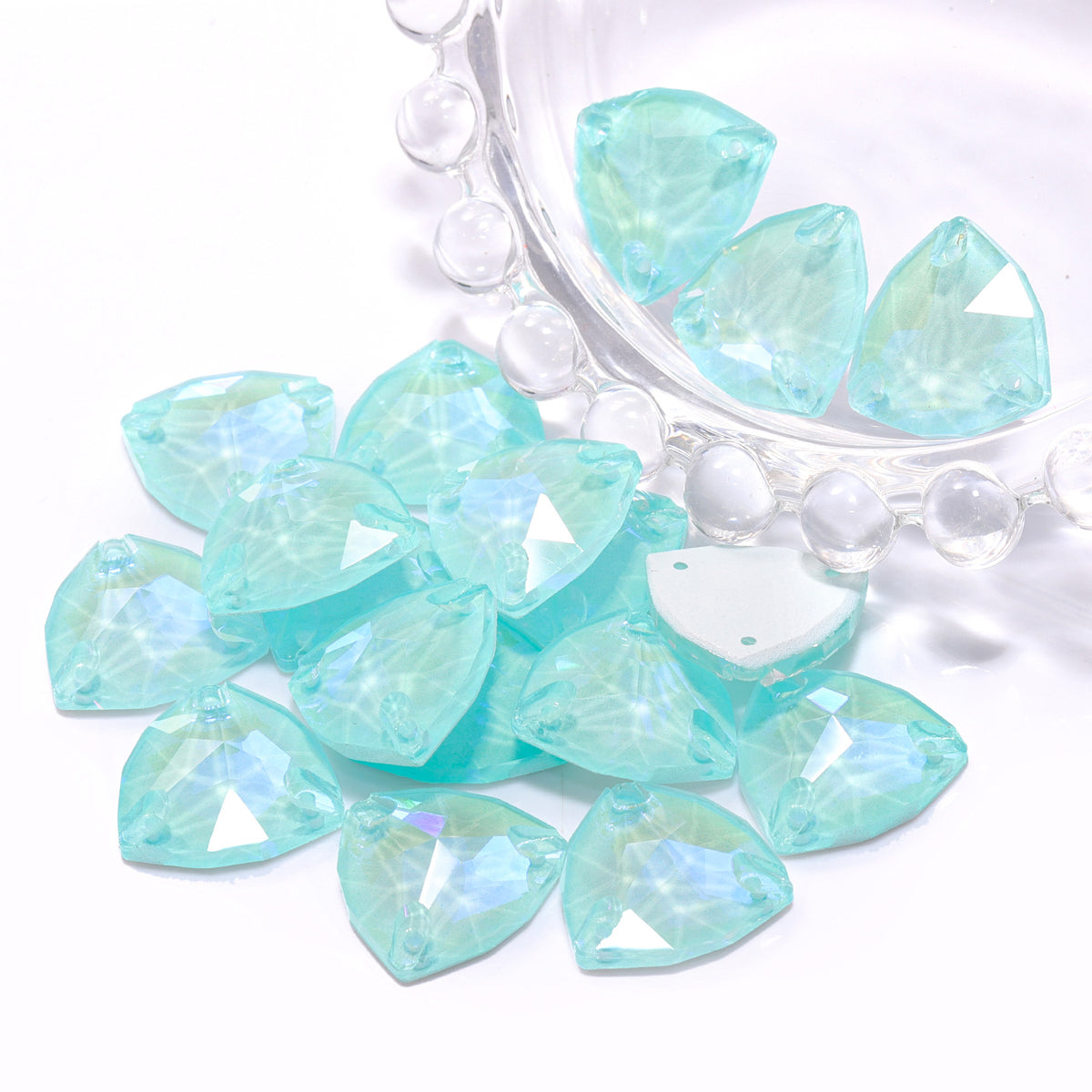 Electric Neon Light Azore Trilliant Shape High Quality Glass Sew-on Rhinestones WholesaleRhinestone