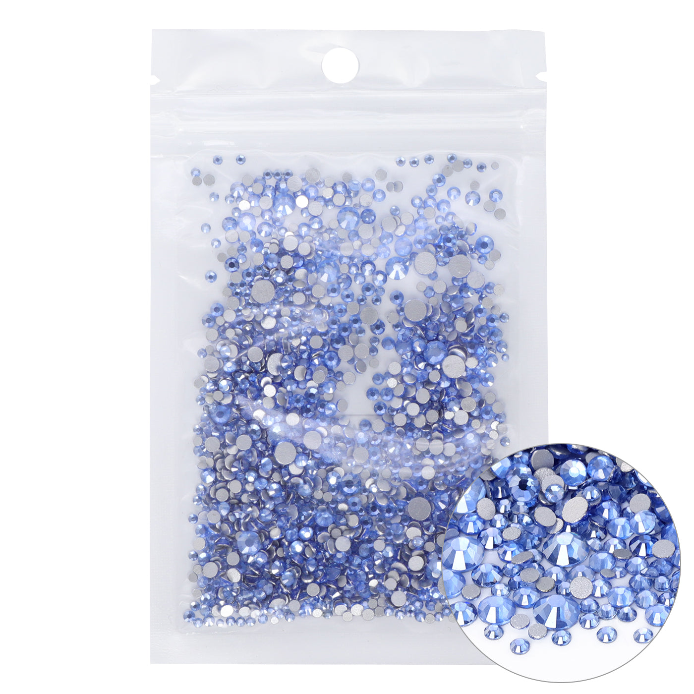 Mixed Sizes Star Light Blue Glass FlatBack Rhinestones For Nail Art Silver Back WholesaleRhinestone