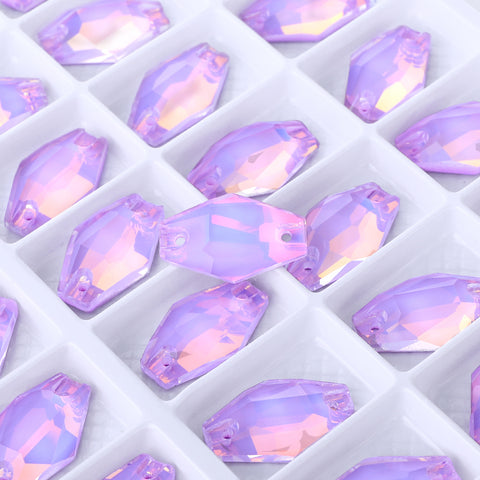 Lavender AM Hexagon Shape High Quality Glass Sew-on Rhinestones