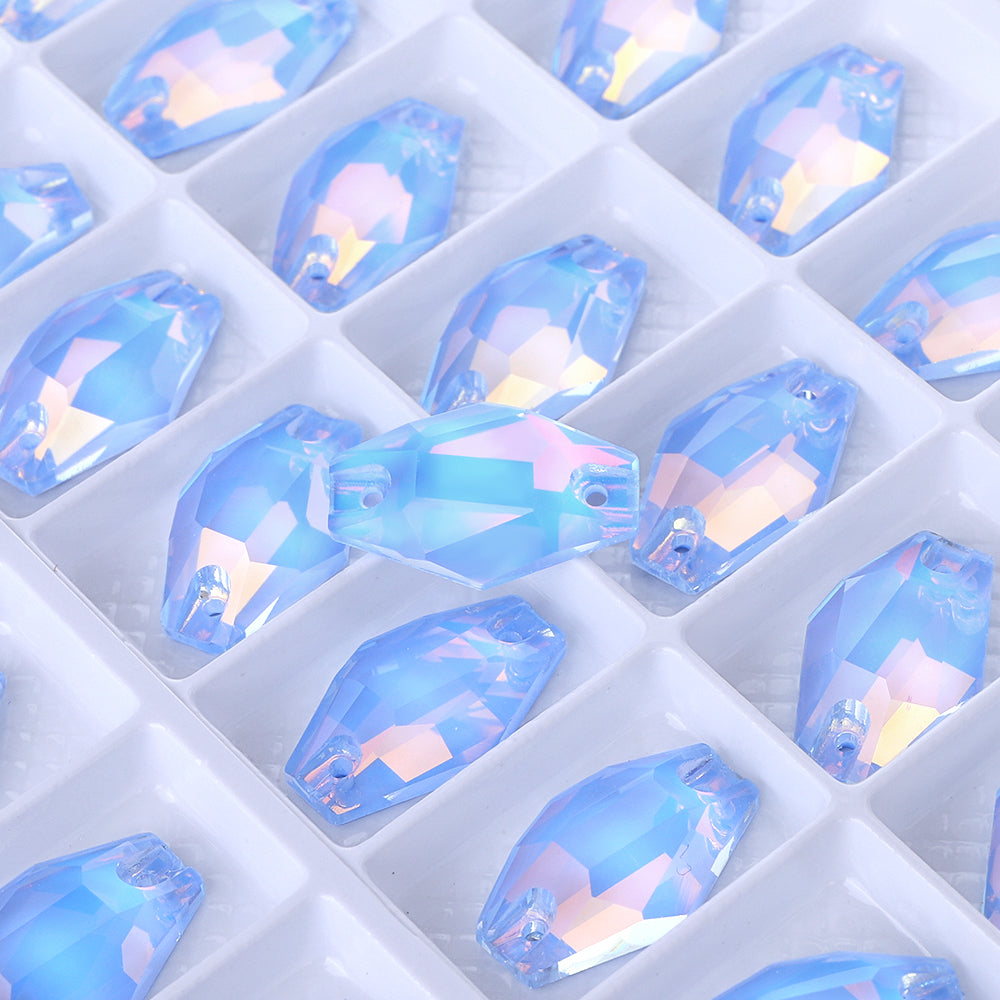 Light Sapphire AM Hexagon Shape High Quality Glass Sew-on Rhinestones WholesaleRhinestone