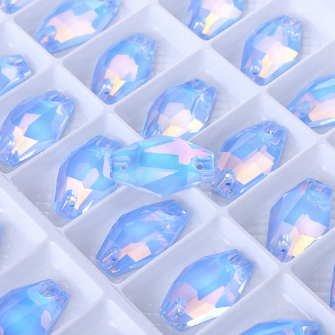 Light Sapphire AM Hexagon Shape High Quality Glass Sew-on Rhinestones