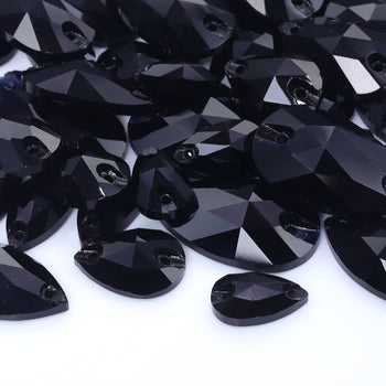 Mixed Sizes Jet Drop Shape High Quality Glass Sew-on Rhinestones WholesaleRhinestone