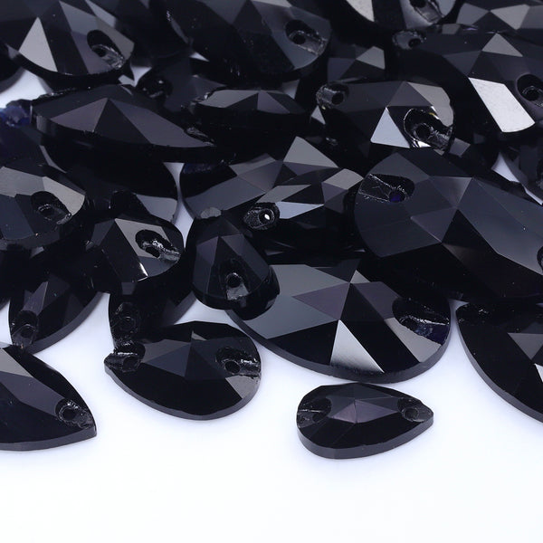 Mixed Sizes Jet Drop Shape High Quality Glass Sew-on Rhinestones WholesaleRhinestone