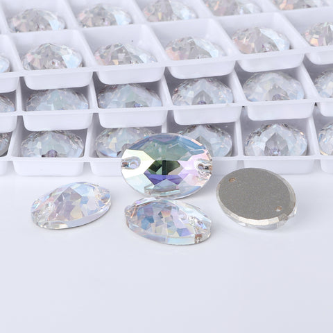 Crystal Transmission Oval Shape High Quality Glass Sew-on Rhinestones