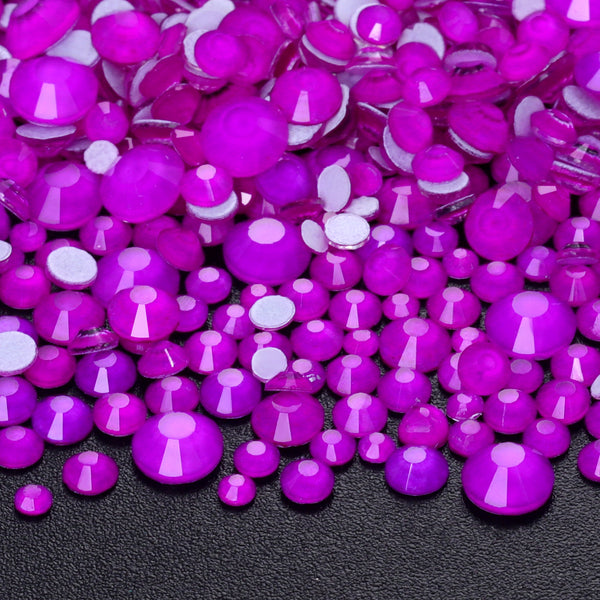 Mixed Sizes Neon Purple Glass Flat Back Rhinestones For Nail Art WholesaleRhinestone