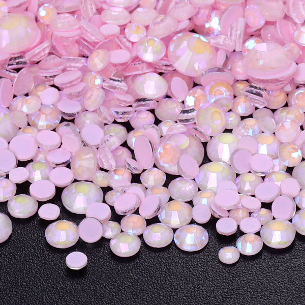 Mixed Sizes Neon Pink Snowy White AB Glass Flat Back Rhinestones For Nail Art WholesaleRhinestone
