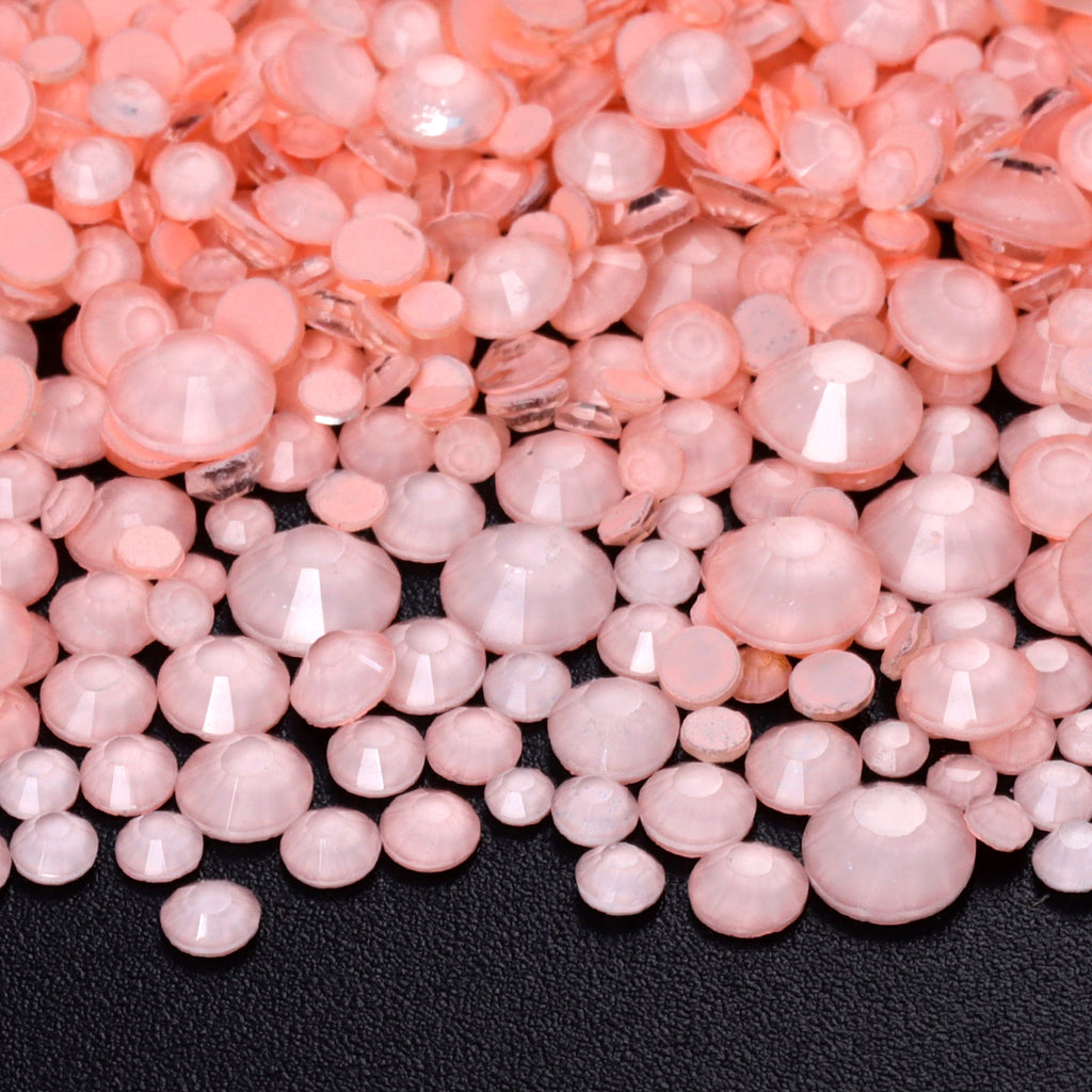 Mixed Sizes Neon Peach Pink Glass Flat Back Rhinestones For Nail Art WholesaleRhinestone