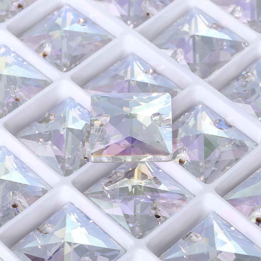 Crystal Transmission Square Shape High Quality Glass Sew-on Rhinestones WholesaleRhinestone