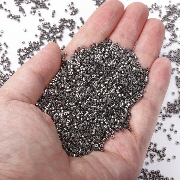 Metallic Hematite Luster Color Hight Quality Glass Cylinder Seed Beads 1.6 MM Size JS3002 WholesaleRhinestone
