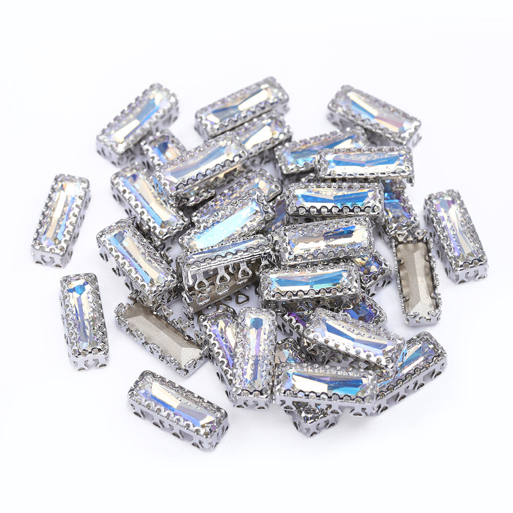 Moonlight Princess Baguette Shape High-Quality Glass Sew-on Nest Hollow Claw Rhinestones