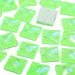 Electric Neon Peridot Square Shape High Quality Glass Sew-on Rhinestones