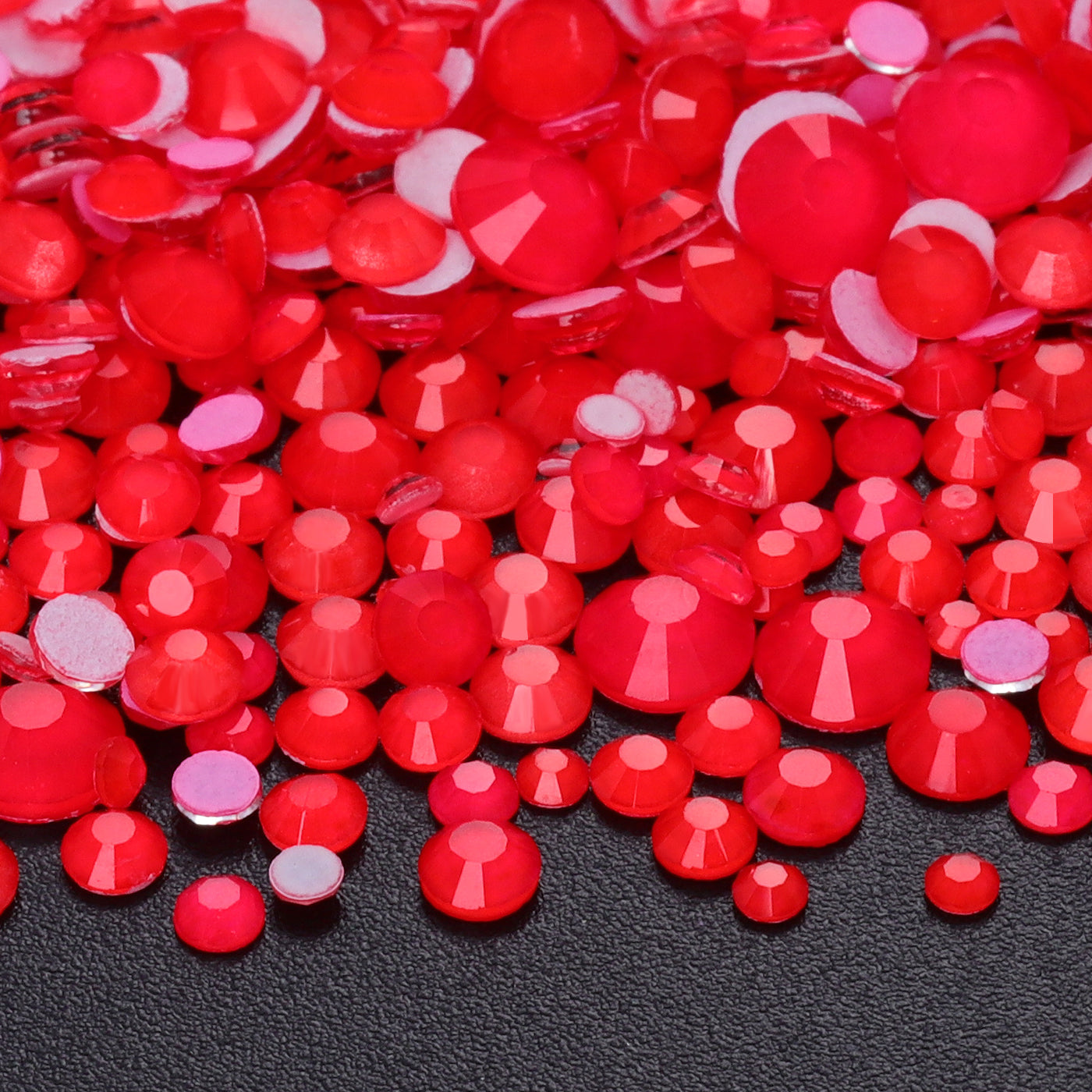 Mixed Sizes Neon Red Glass Flat Back Rhinestones For Nail Art WholesaleRhinestone