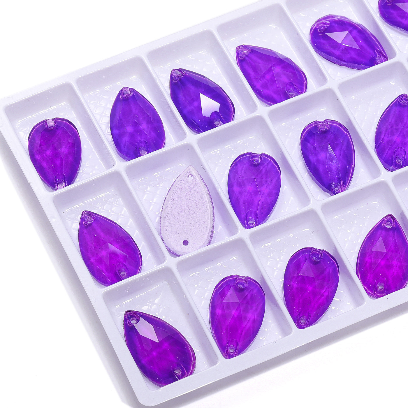 Mocha Neon Violet Drop Shape Hoge kwaliteit Glazen Sewa-on Strass-On Secundaire afbeelding