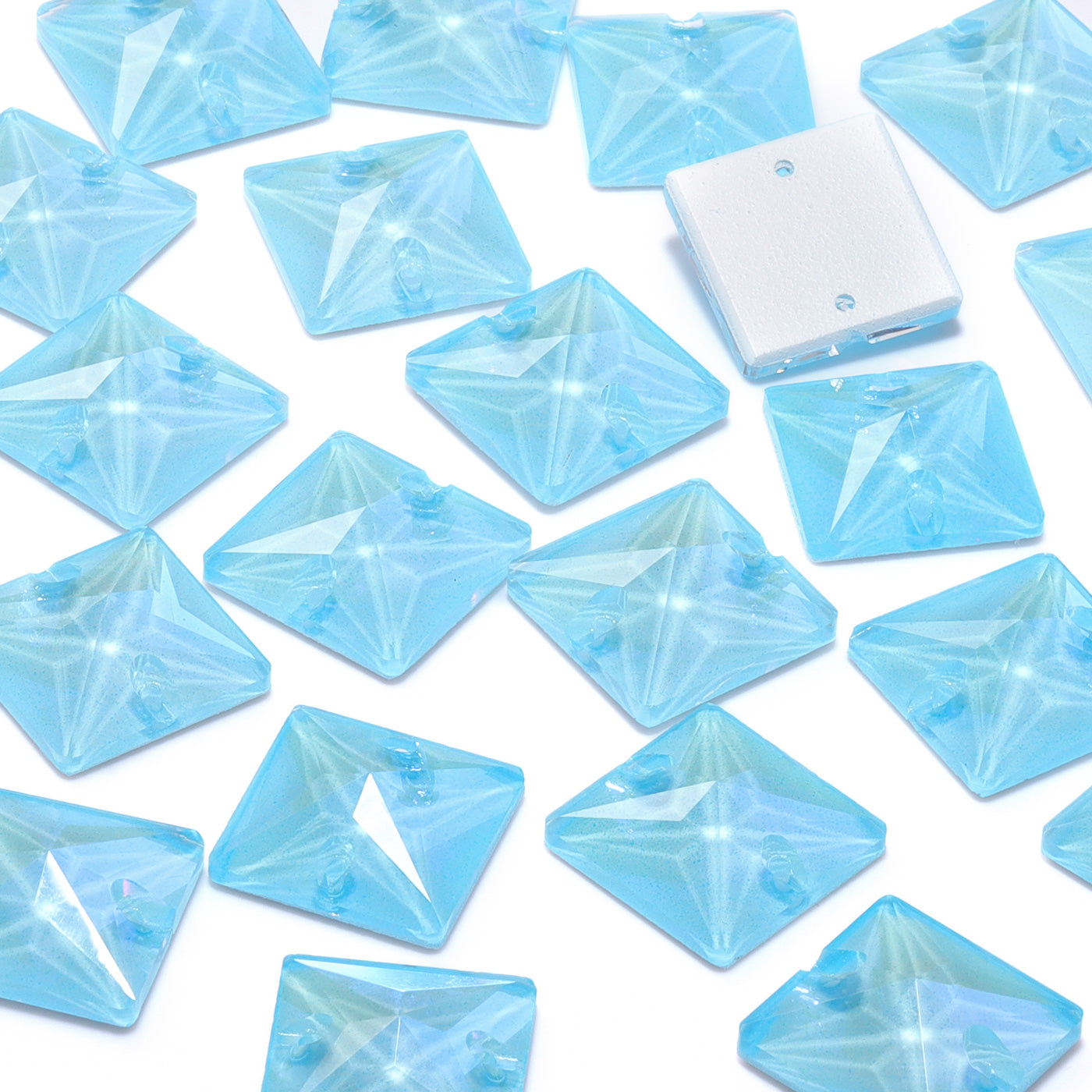 Electric Neon Aquamarine Square Shape High Quality Glass Sew-on Rhinestones Secondary image