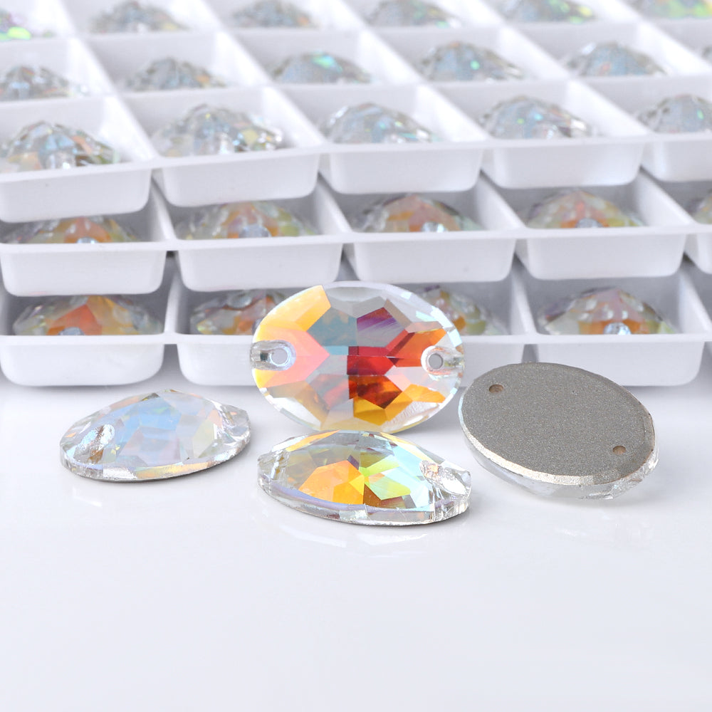 Light Crystal AB Oval Shape High Quality Glass Sew-on Rhinestones WholesaleRhinestone