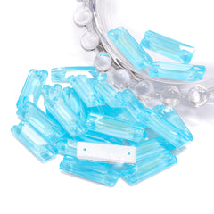 Electric Neon Aquamarine Cosmic Baguette Shape High Quality Glass Sew-on Rhinestones