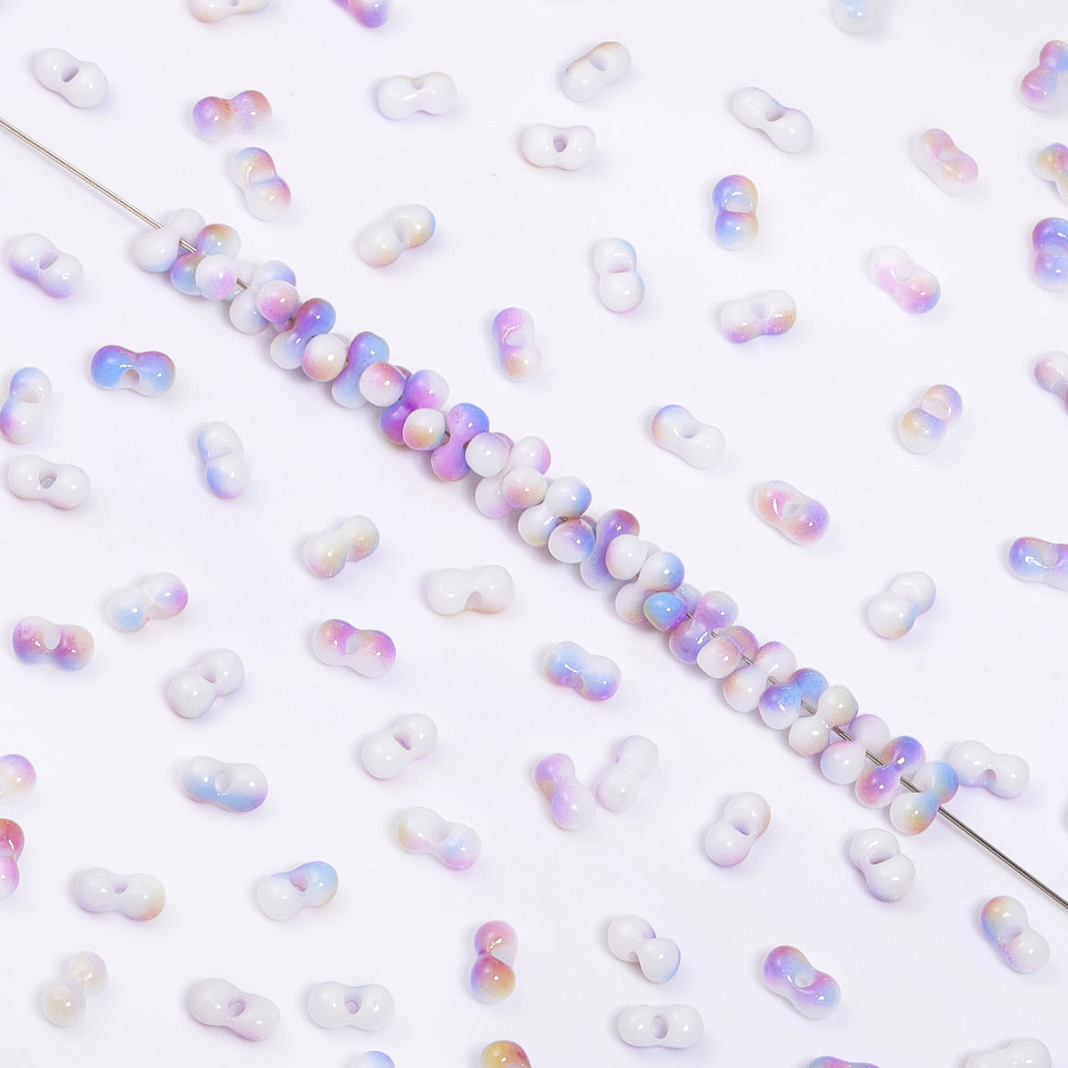 RNB009 Rainbow Effect Peanut Beads Shape Glass Seed Beads WholesaleRhinestone