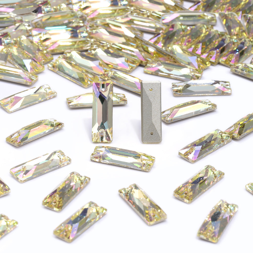 Luminous Green Cosmic Baguette Shape High Quality Glass Sew-on Rhinestones WholesaleRhinestone