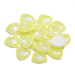 Electric Neon Light Topaz Trilliant Shape High Quality Glass Sew-on Rhinestones