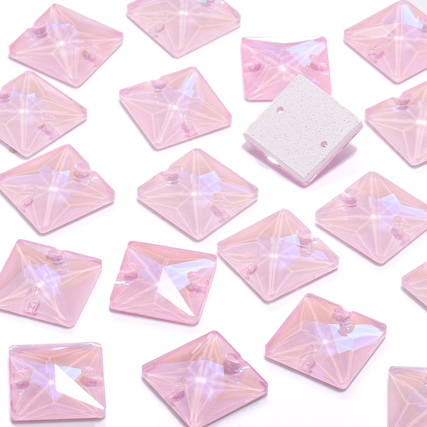 Electric Neon Light Rose Square Shape High Quality Glass Sew-on Rhinestones