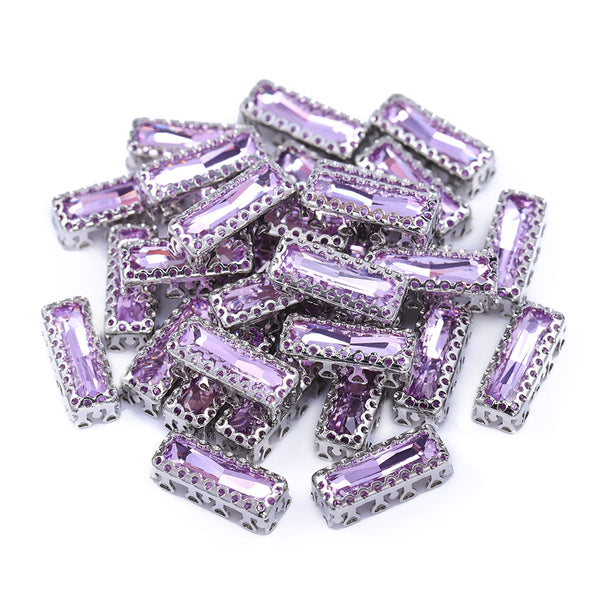 Violet Princess Baguette Shape High-Quality Glass Sew-on Nest Hollow Claw Rhinestones WholesaleRhinestone