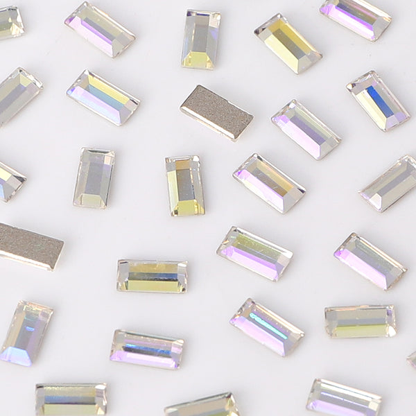 Rectangle Shape Multi Colors Small Size Glass Beveled Flat Back Fancy Rhinestones For Nail Art WholesaleRhinestone