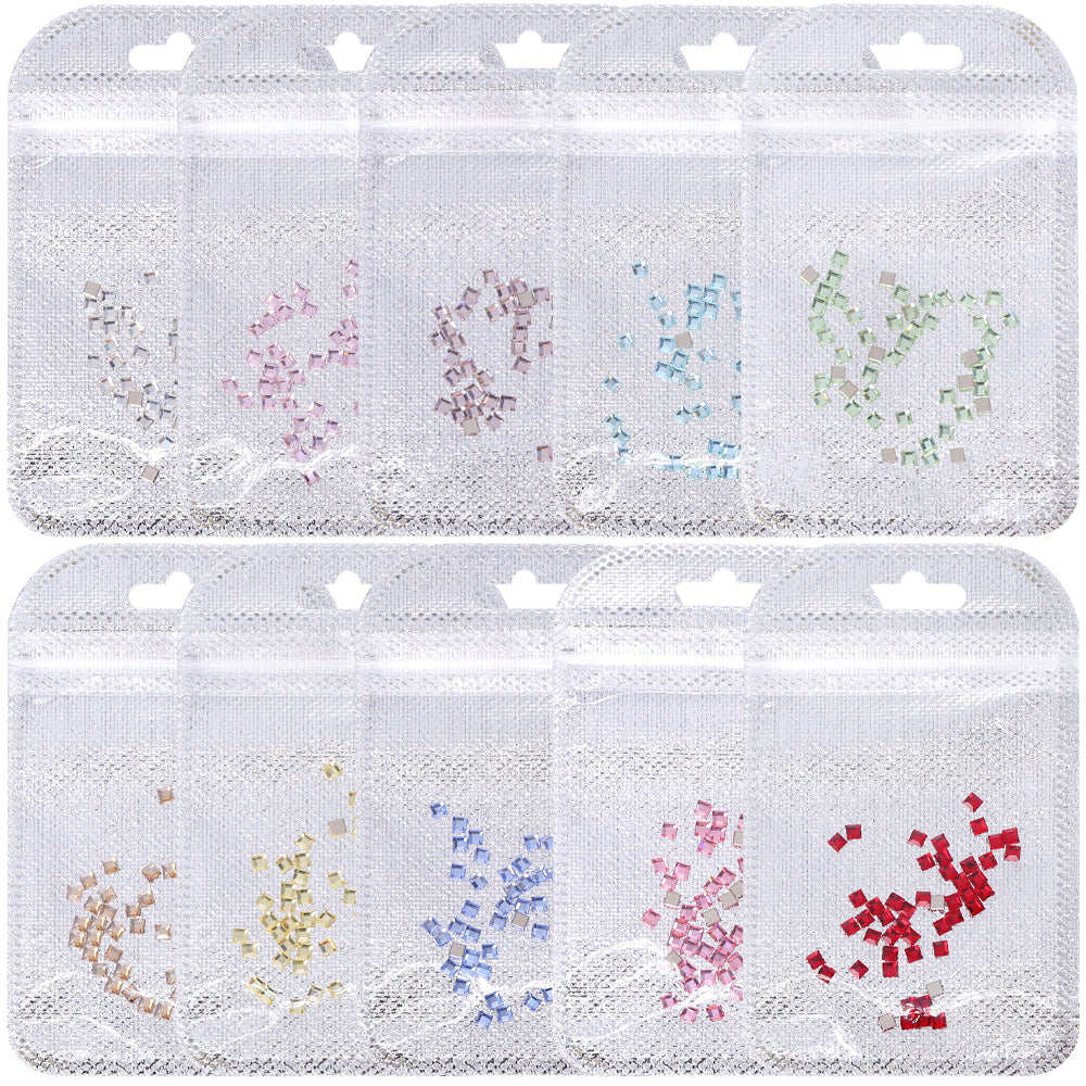 Square Shape Multi Colors Small Size Glass Beveled Flat Back Fancy Rhinestones For Nail Art WholesaleRhinestone Main image