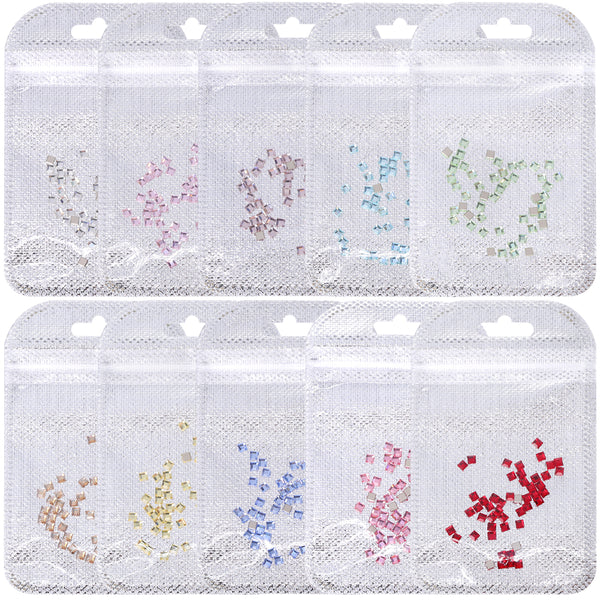 Square Shape Multi Colors Small Size Glass Beveled Flat Back Fancy Rhinestones For Nail Art WholesaleRhinestone
